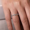 This 14k white gold diamond stackable ring features dramatic diamond sections. - Image 2 of 0