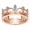 This 14k rose gold diamond stackable ring is fashioned like a crown. - Image 4 of 0