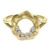 This naturally inspired 14k yellow gold open flower diamond ring shows off with round diamond accents. - Image 1 of 0