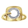 14k yellow gold is brushed to give an exciting look, with round brilliant diamonds in the center and a shank that swirls around this 14k yellow gold ring. - Image 4 of 0