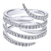 Watch as 14k white gold band spirals intertwine with rows of round brilliant diamonds in this fantastic 14k white gold diamond snake fashion ring. - Image 1 of 0
