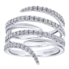 Watch as 14k white gold band spirals intertwine with rows of round brilliant diamonds in this fantastic 14k white gold diamond snake fashion ring. - Image 4 of 0
