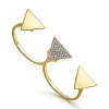 This 14k yellow gold diamond ring wraps around two fingers. - Image 3 of 0