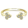 14k yellow gold diamond fashion ring with triple cluster diamond sections. - Image 1 of 0