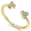 14k yellow gold diamond fashion ring with triple cluster diamond sections. - Image 3 of 0