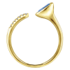This swiss blue topaz ring features an open design with gorgeous diamonds laid over 14k yellow gold. - Image 2 of 0