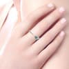 This swiss blue topaz ring features an open design with gorgeous diamonds laid over 14k yellow gold. - Image 5 of 0