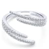 This uniquely styled 14k white gold diamond feather ring features one third carats of diamond shimmer. - Image 1 of 0