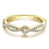 This 14k yellow gold stackable ring features two rows of round brilliant diamonds - Image 1 of 0