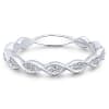 This 14k white gold diamond stackable ring features milgrain twists. - Image 1 of 0