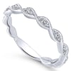 This 14k white gold diamond stackable ring features milgrain twists. - Image 3 of 0