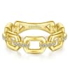 This 14k yellow gold diamond link ring features 0.10 carats of diamonds. - Image 1 of 0