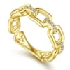 This 14k yellow gold diamond link ring features 0.10 carats of diamonds. - Image 4 of 0
