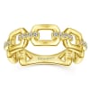 This 14k yellow gold diamond link ring features 0.10 carats of diamonds. - Image 5 of 0