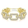 This 14k yellow gold stackable ring features shimmering round brilliant diamonds in a box link style. - Image 1 of 0