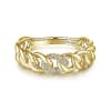 A 14k yellow gold cuban link stackable diamond ring. - Image 1 of 0