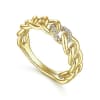 A 14k yellow gold cuban link stackable diamond ring. - Image 3 of 0