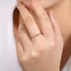 This 14k yellow gold diamond stackable ring features 6 round bezel set diamonds. - Image 2 of 0