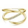 This 14k yellow gold triple band diamond fashion ring features round brilliant diamonds in a beautiful style. - Image 1 of 0