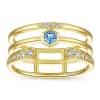 This 14k yellow gold ring is stacked with blue topaz and diamonds. - Image 5 of 0