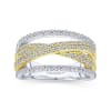 White and yellow gold bands twist with diamonds in this fashion ring. - Image 5 of 0
