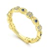 This 14k yellow gold sapphire and diamond ring is a stackable style. - Image 3 of 0