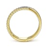 This 14k yellow gold diamond stackable ring features beaded gold with rows of diamonds. - Image 2 of 0