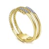 This 14k yellow gold diamond stackable ring features beaded gold with rows of diamonds. - Image 3 of 0