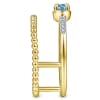 This uniquely styled 14k yellow gold diamond and blue topaz ring features beaded 14k yellow gold. - Image 4 of 0