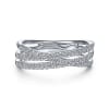 This 14k white gold diamond band features over one third carats of diamonds overlapping one another. - Image 1 of 0