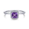 A diamond and purple amethyst in 14k white gold ring. - Image 1 of 0