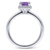A diamond and purple amethyst in 14k white gold ring. - Image 2 of 0