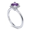 A diamond and purple amethyst in 14k white gold ring. - Image 3 of 0