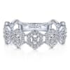 This 14k white gold diamond stackable ring features diamond hexagonal sections - Image 1 of 0