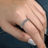 This 14k white gold diamond stackable ring features diamond hexagonal sections - Image 2 of 0