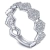 This 14k white gold diamond stackable ring features diamond hexagonal sections - Image 4 of 0