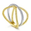 This 14k two tone diamond x ring features 0.15 carats of diamonds. - Image 3 of 0