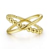 This simple and elegant 14k yellow gold beaded x ring makes a statement. - Image 1 of 0