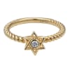 This 14k yellow gold ring features a diamond in the center of a star of david. - Image 1 of 0