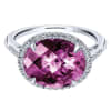 Nearly one quarter carats of round brilliant diamonds in a halo surround a center purple amethyst in this classic and unique 14k white gold gemstone ring. - Image 1 of 0
