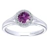 A gorgeous purple amethyst sits neatly in a halo of high quality round diamonds in this 14k white gold gemstone and diamond ring. - Image 4 of 0