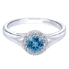 This stunning and simple blue topaz and diamond ring features diamond accents that surround a swiss blue topaz in this 14k white gold ring. - Image 1 of 0