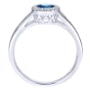 This stunning and simple blue topaz and diamond ring features diamond accents that surround a swiss blue topaz in this 14k white gold ring. - Image 2 of 0