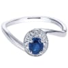 14k white gold with a sapphire and round diamonds in a halo in this gemstone fashion ring. - Image 1 of 0