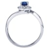 14k white gold with a sapphire and round diamonds in a halo in this gemstone fashion ring. - Image 2 of 0