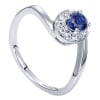 14k white gold with a sapphire and round diamonds in a halo in this gemstone fashion ring. - Image 3 of 0