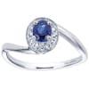 14k white gold with a sapphire and round diamonds in a halo in this gemstone fashion ring. - Image 4 of 0
