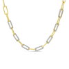 This 14k yellow gold diamond paperclip necklace contains nearly 1 carat of round brilliant diamonds. - Image 1 of 0