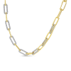 This 14k yellow gold diamond paperclip necklace contains nearly 1 carat of round brilliant diamonds. - Image 2 of 0