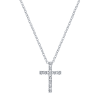 This simple and stylish 14k white gold diamond cross necklace showcases 0.10 carats of diamond brilliance with a 14k white gold link chain. - Image 1 of 0